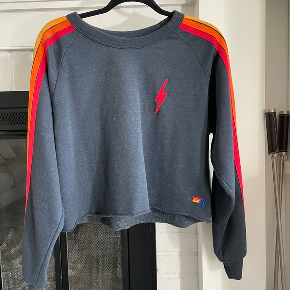 Aviator Nation - Bolt Embroidery Classic Cropped Crew Sweatshirt. Worn once. - Picture 3 of 4